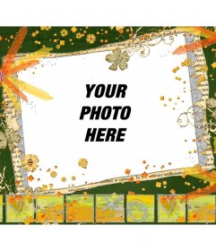 Hippie frame with colors and flowers for your photo