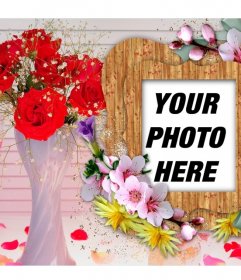 Photo frame with colorful flowers