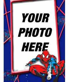 Children frame with red and blue Spiderman in a spiderweb