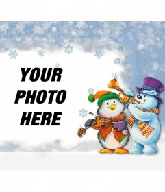 Decorative frame for children with animals in Christmas