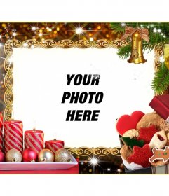 Christmas photo frame with four candles and Christmas wreaths