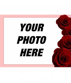 Simple pink photo frame with roses on the side