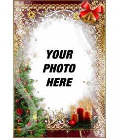 Christmas tree, candles, buirnaldas and bells to customize your photo online