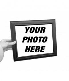 Curious photomontage in which your photo will appear as black and white background and within the photo frame of a hand holding box color