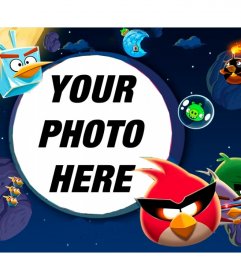 Children Angry Birds photo frame in Space set as in the game