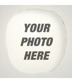 Round photo frame with textured paper with a hole in the center and a