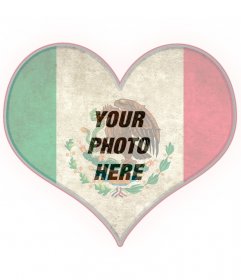 Heart-shaped photomontage with the flag of Mexico 