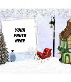 Photomontage Christmas with a photo frame to put your image