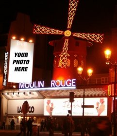 Add your photo to a poster advertising of Dior in the Moulin Rouge in the red light district of Paris
