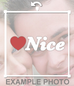 Sticker of Nice with a heart to paste on your photos for free