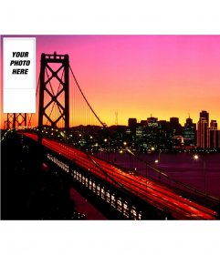 Custom twitter background of a illuminated bridge with a sunset. You can customize it with your own image