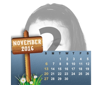 Illustrated effect of a November 2016 calendar to edit