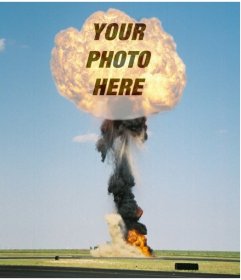 Photo montage with a nuclear explosion in your photo appears in full atomic mushroom. This composition creates a collage in transparency, you can save as curiosities or sent as e-mail as a personal detail
