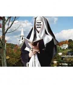 montage of nun reading. upload your picture and make this fun photo