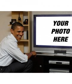 Photomontage of Obama watching TV, where will your photograph be placed