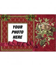 Classic Christmas card of red color to put your photo