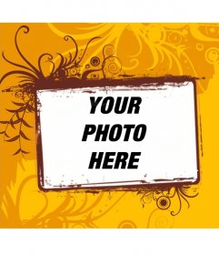 Photo frame with orange background Hawaii style, where you can put a photo