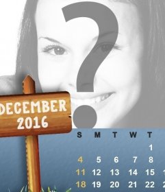 Photo effect to edit a Calendar 2016 with a poster illustrated