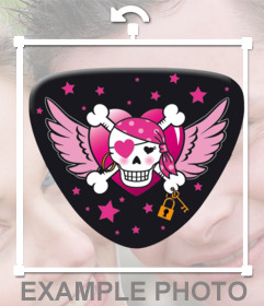 Pink sticker with a pirate skull