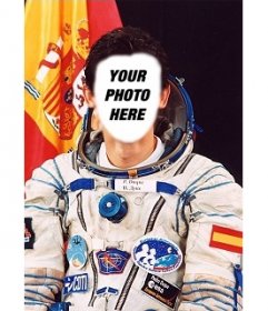 Photo effect where you can put your face on the body of Pedro Duque, Spanish astronaut
