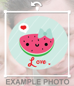 Digital sticker for your photos of a nice love watermelon