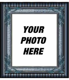 Photo frame with gold and blue metallic details to put a free digital photo