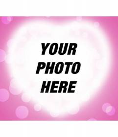 Love card with shining a heart on a pink background to put your romantic photograph
