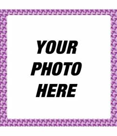 Square photo frame with geometric purple and lilac drawings to decorate digital