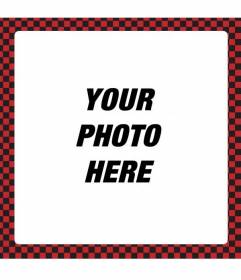 Square photo frame with black and red square motifs retro style of the 70s