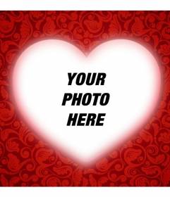 Romantic card with a heart to customize your photo with a red frame and add text