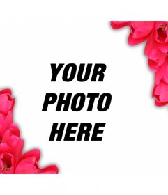 Add to your love photos a frame of red flowers to give them a romantic look online