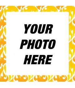 Square photo frame with yellow and orange fire mosaic