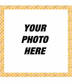 Square photo frame with circular motifs on yellow colored retro style of the 70s