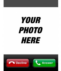 Photomontage that simulates a call from a celebrity to your iPhone. Upload a photo online and then add the name at the top