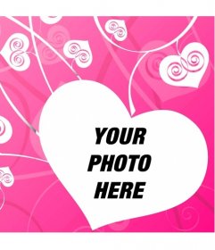 Photomontage of love to decorate your romantic photos with a background of white hearts on pink ground creating an effect of love