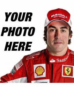 Photomontage in which you will appear in a photo with Fernando Alonso, Ferrari driver