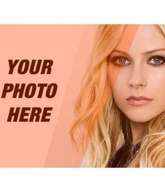 Create a collage with Avril Lavigne and a picture of you to edit with decorative orange filter