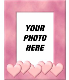 Picture frame with pink border decorated with hearts. Upload a picture, cut it out and put this edge as a decoration that inspires love