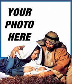 Jesus birth Christmas card to upload your photo