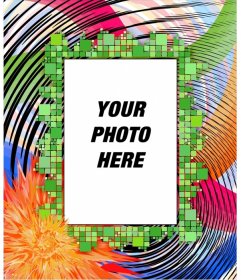 Photomontage to compose a picture in this picture frame with psychedelic motifs, waves and squares