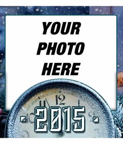 2015 Picture frame with a snowed clock