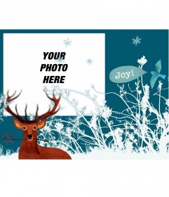Christmas frame for photos with a reindeer and snowflakes 