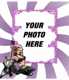 Photo frame style rock chick in fuchsia color. Upload your photo and make your frame!