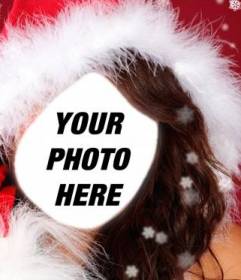 Photomontage of female assistant of Santa Claus to make with your photo online