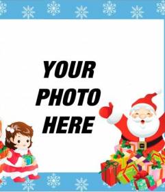 Children frame with Santa Claus and two kids to put a photo