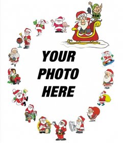Nice frame with various Santa Claus to decorate photos 