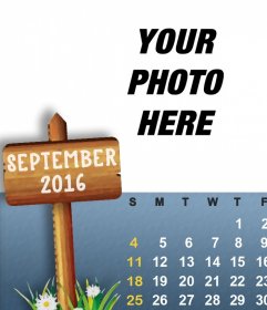 Illustrated Calendar of September 2016 to make with your photo