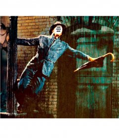 Photomontage with the famous scene from Singin in the rain to edit