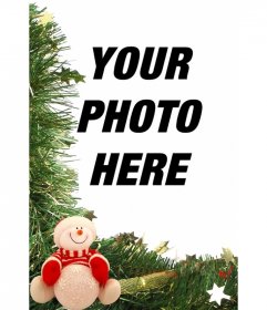 Christmas card with snowman ornaments and to put your photo