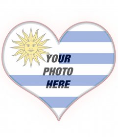 Photomontage with the flag of Uruguay on a heart 